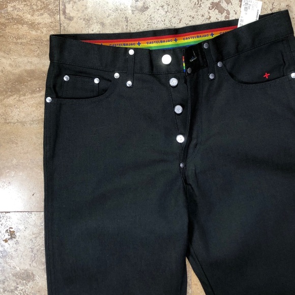 CASTEL BAJAC ITALY men black straight jeans 32 - Picture 2 of 10